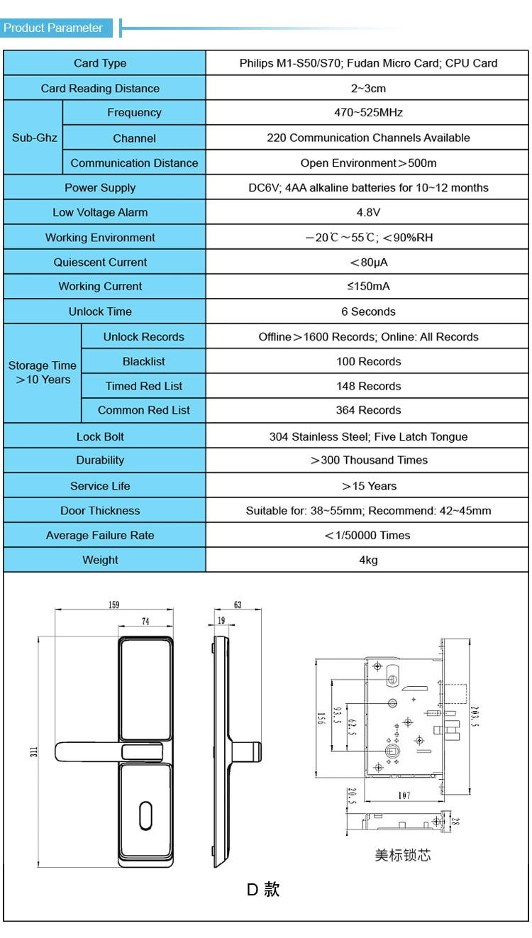 Shop China Electronic Product Online for Electrical Hotel Door Locks